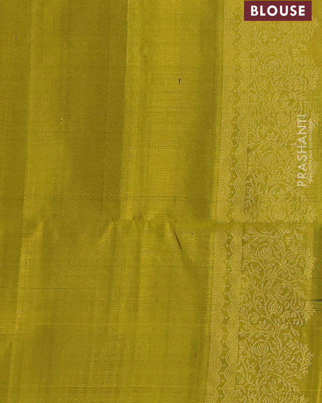Pure soft silk saree black and lime yellow with zari woven buttas and zari woven border
