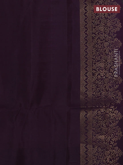 Pure soft silk saree pastel green and deep jamun with zari woven buttas and zari woven border