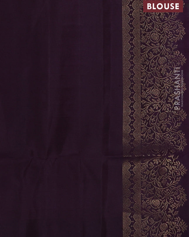 Pure soft silk saree pastel green and deep jamun with zari woven buttas and zari woven border