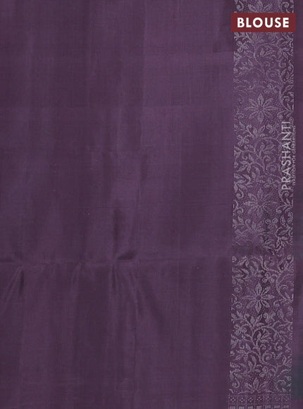 Pure soft silk saree grey and pastel lavender with allover silver zari woven brocade weaves and zari woven border