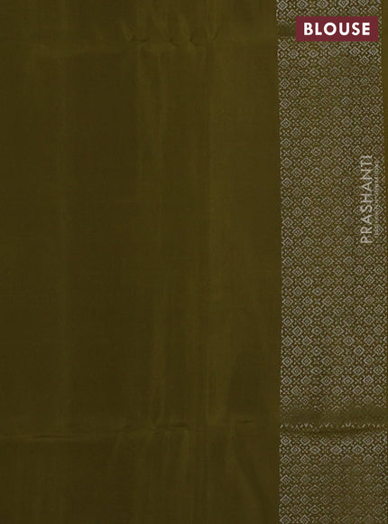 Pure soft silk saree dual shade of pink and mehendi green with allover silver zari woven brocade weaves and zari woven border