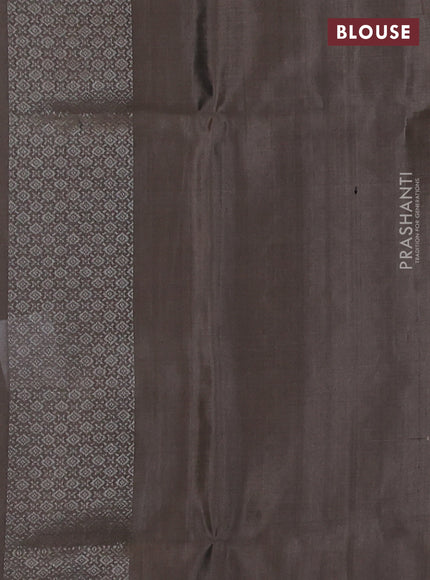 Pure soft silk saree black and grey with allover silver zari woven brocade weaves and zari woven border