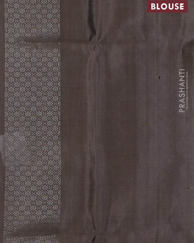 Pure soft silk saree black and grey with allover silver zari woven brocade weaves and zari woven border