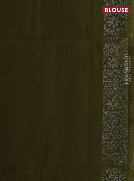 Pure soft silk saree pastel green and mehendi green with allover silver zari woven brocade weaves and zari woven border