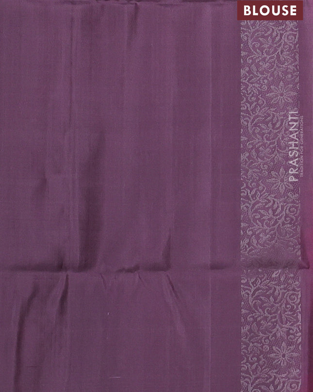 Pure soft silk saree mauve pink and pastel lavender with allover silver zari woven brocade weaves and zari woven border