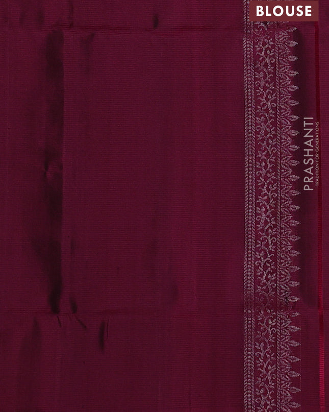 Pure soft silk saree magenta pink with silver zari woven buttas and zari woven border