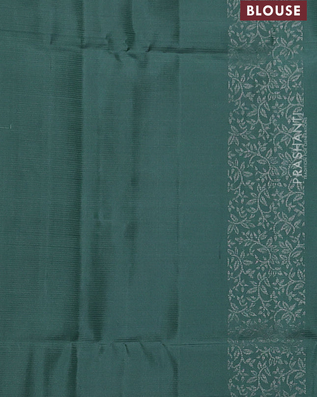 Pure soft silk saree pastel green with silver zari woven buttas and zari woven border