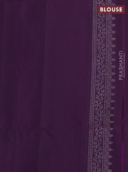 Pure soft silk saree violet with silver zari woven buttas and zari woven border