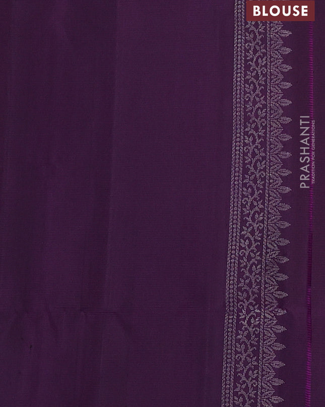 Pure soft silk saree violet with silver zari woven buttas and zari woven border