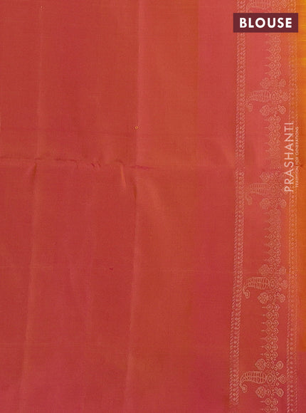 Pure soft silk saree yellow and dual shade of pink with zari woven buttas and zari woven border
