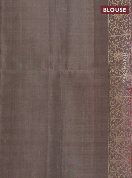 Pure soft silk saree maroon and grey with zari woven buttas and zari woven border