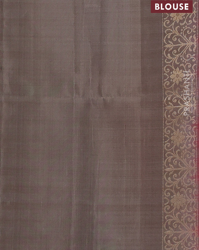 Pure soft silk saree maroon and grey with zari woven buttas and zari woven border