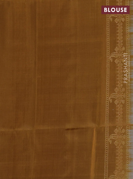 Pure soft silk saree grey and mustard yellow with zari woven buttas and zari woven border