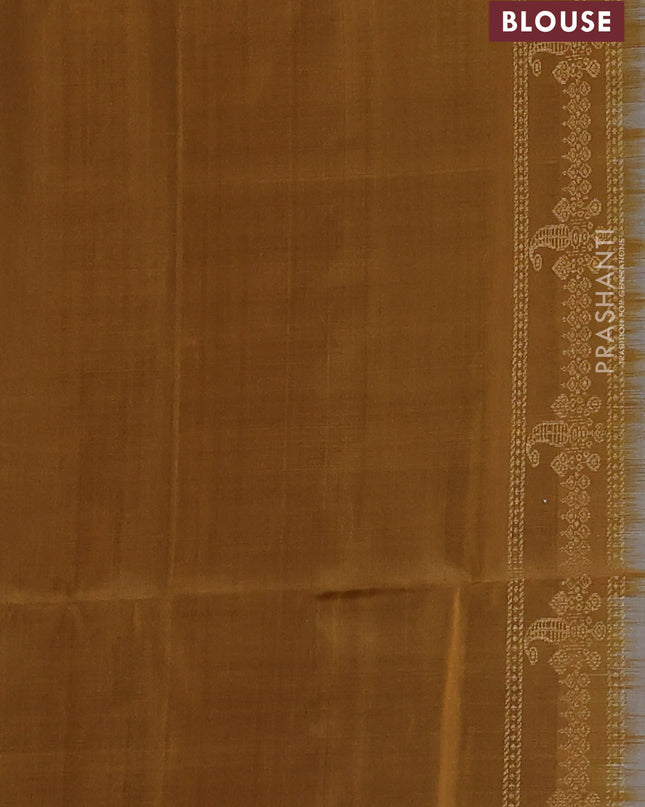 Pure soft silk saree grey and mustard yellow with zari woven buttas and zari woven border