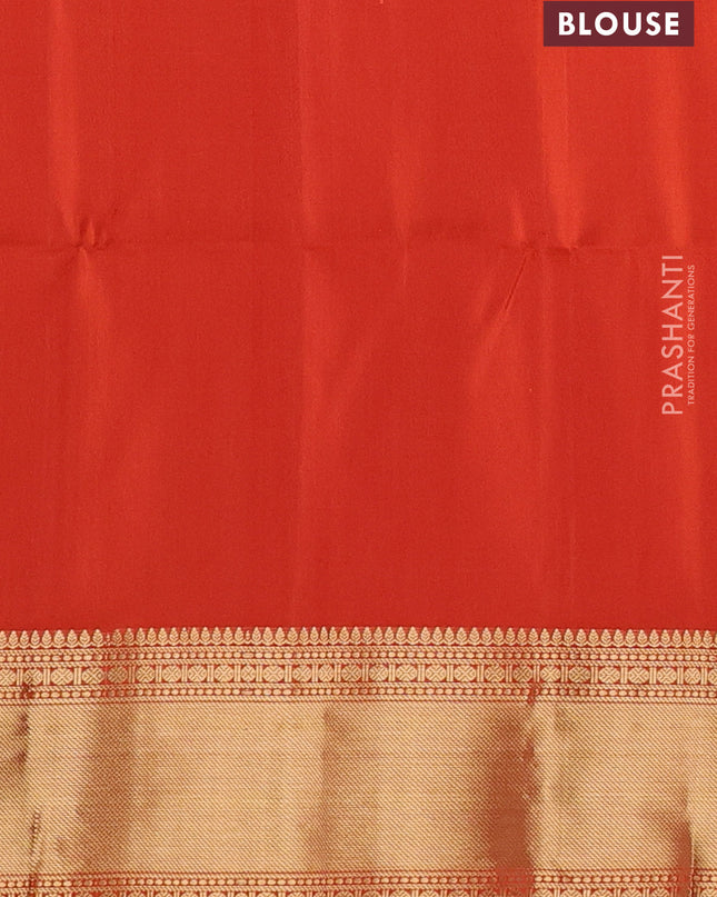 Pure soft silk saree orange with allover zari weaves and zari woven border