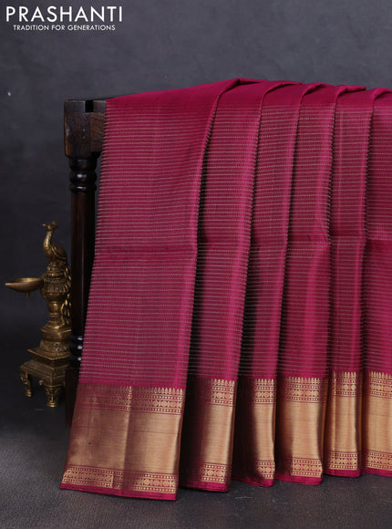 Pure soft silk saree dark magenta pink with allover zari weaves and zari woven border