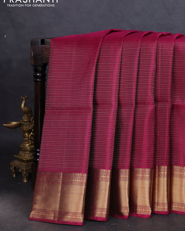 Pure soft silk saree dark magenta pink with allover zari weaves and zari woven border
