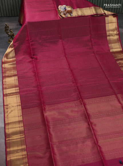 Pure soft silk saree dark magenta pink with allover zari weaves and zari woven border