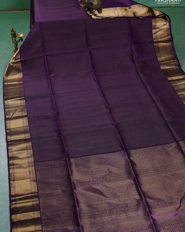 Pure soft silk saree violet with allover zari weaves and zari woven border
