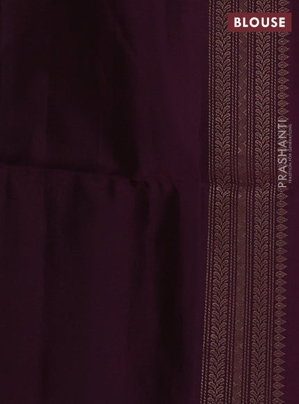 Pure soft silk saree orange and wine shade with allover zari woven brocade weaves and zari woven border