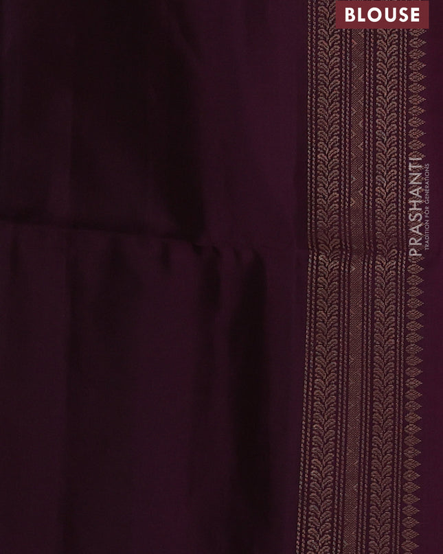 Pure soft silk saree orange and wine shade with allover zari woven brocade weaves and zari woven border