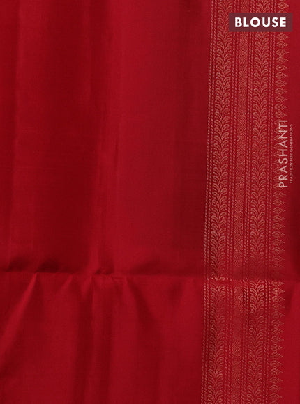 Pure soft silk saree green and red with allover zari woven brocade weaves and zari woven border