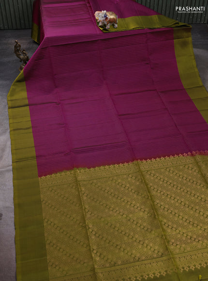 Pure soft silk saree purple and mehendi green with allover zari weaves and simple border