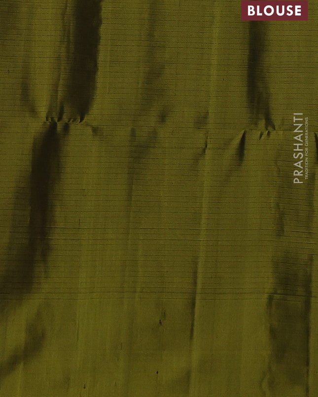 Pure soft silk saree purple and mehendi green with allover zari weaves and simple border