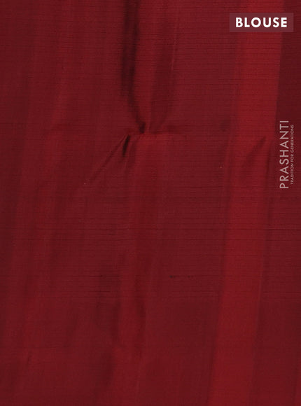 Pure soft silk saree dark mustard and maroon with allover zari weaves and simple border