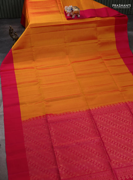 Pure soft silk saree mustard yellow and pink with allover zari weaves and simple border