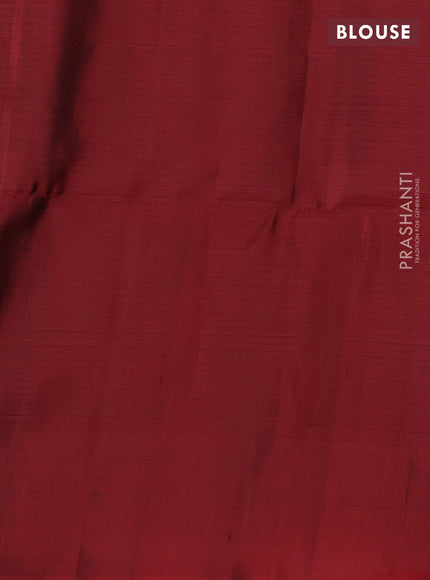 Pure soft silk saree green and maroon with allover zari weaves and simple border