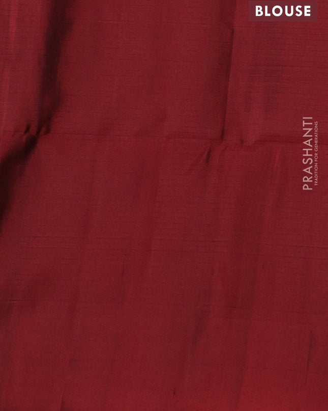 Pure soft silk saree green and maroon with allover zari weaves and simple border