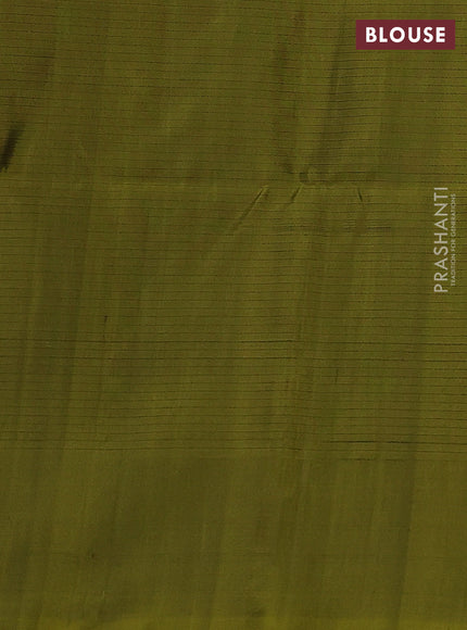 Pure soft silk saree maroon and mehendi green with allover zari weaves and simple border