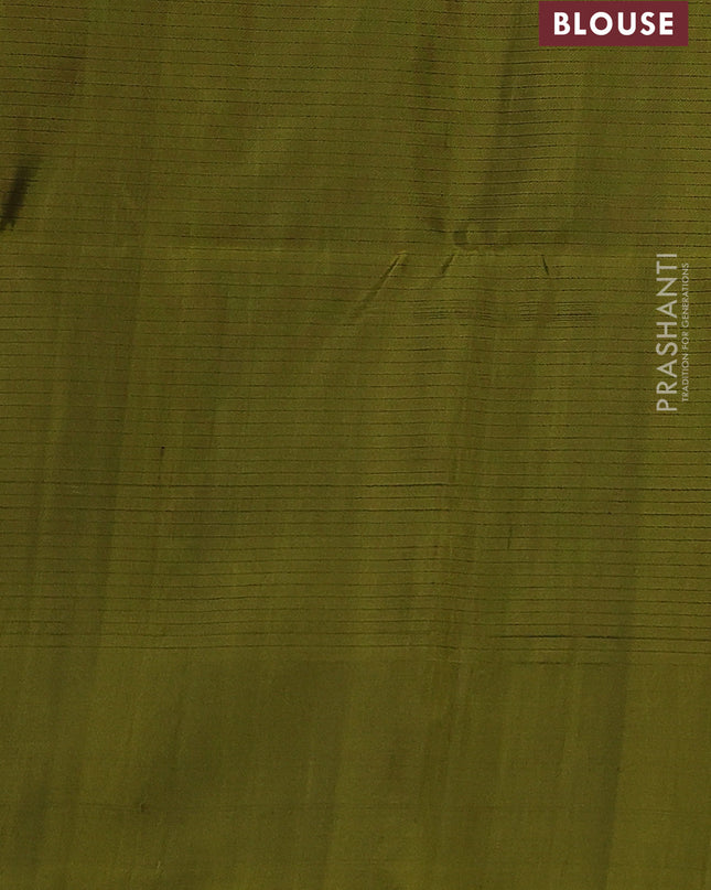 Pure soft silk saree maroon and mehendi green with allover zari weaves and simple border