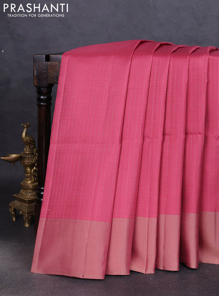 Pure soft silk saree pastel pink with allover zari weaves and simple border