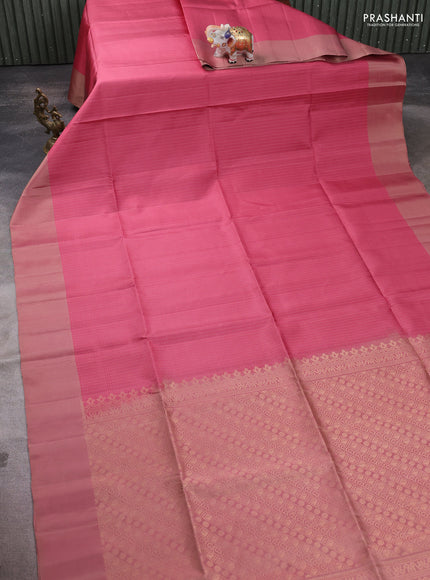 Pure soft silk saree pastel pink with allover zari weaves and simple border