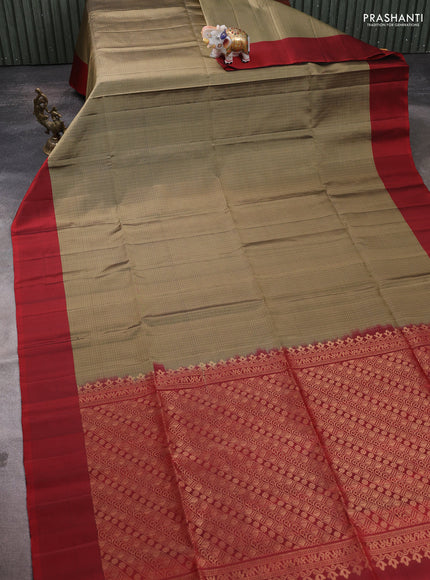 Pure soft silk saree chikku shade and maroon with allover zari weaves and simple border