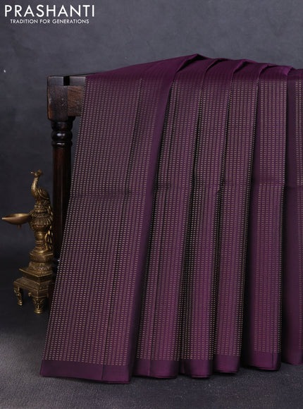 Pure soft silk saree deep wine and cs blue with allover zari weaves in borderless style