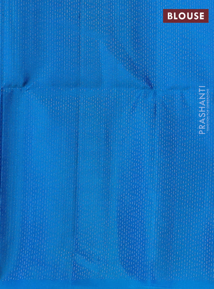 Pure soft silk saree deep wine and cs blue with allover zari weaves in borderless style