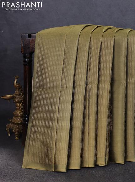 Pure soft silk saree elaichi green and maroon with allover zari weaves in borderless style