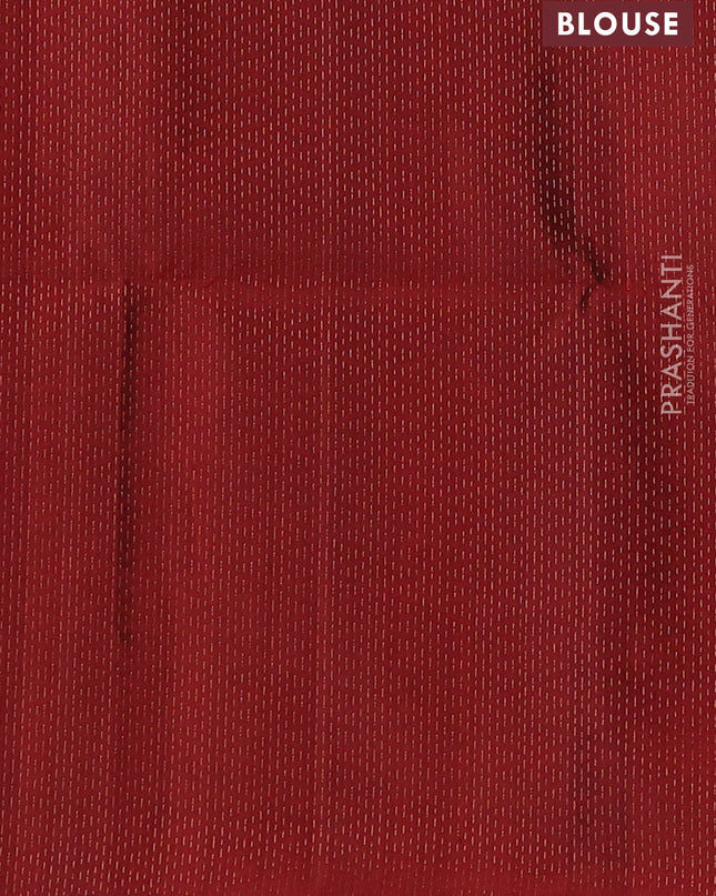 Pure soft silk saree elaichi green and maroon with allover zari weaves in borderless style