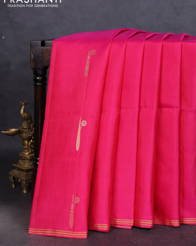 Pure soft silk saree pink with zari woven buttas and zari woven border