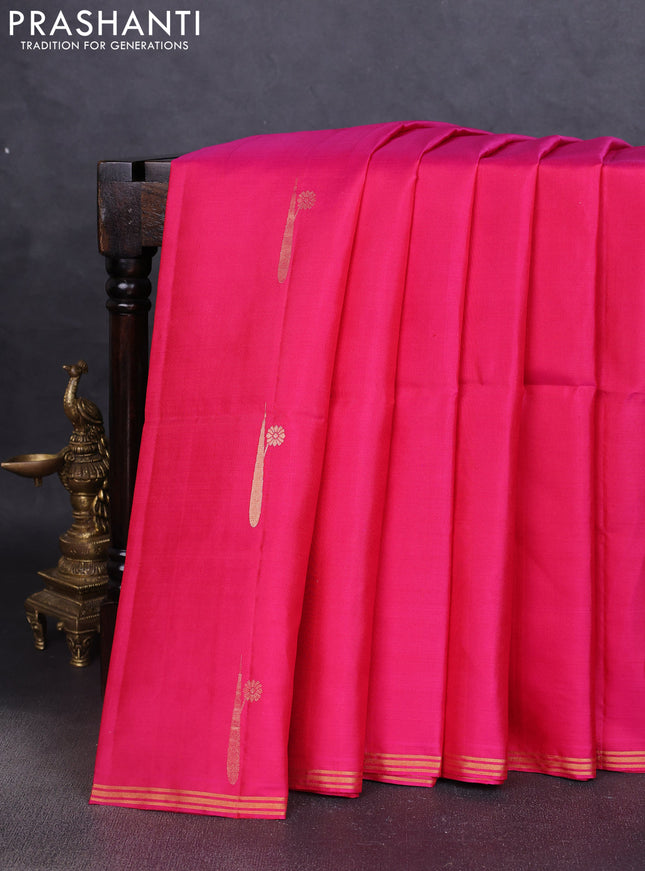 Pure soft silk saree pink with zari woven buttas and zari woven border