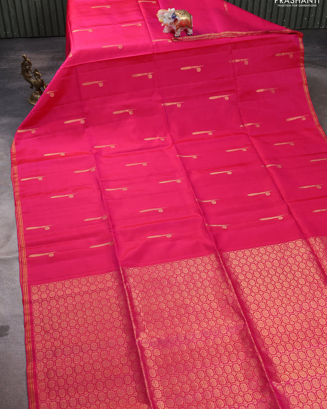Pure soft silk saree pink with zari woven buttas and zari woven border