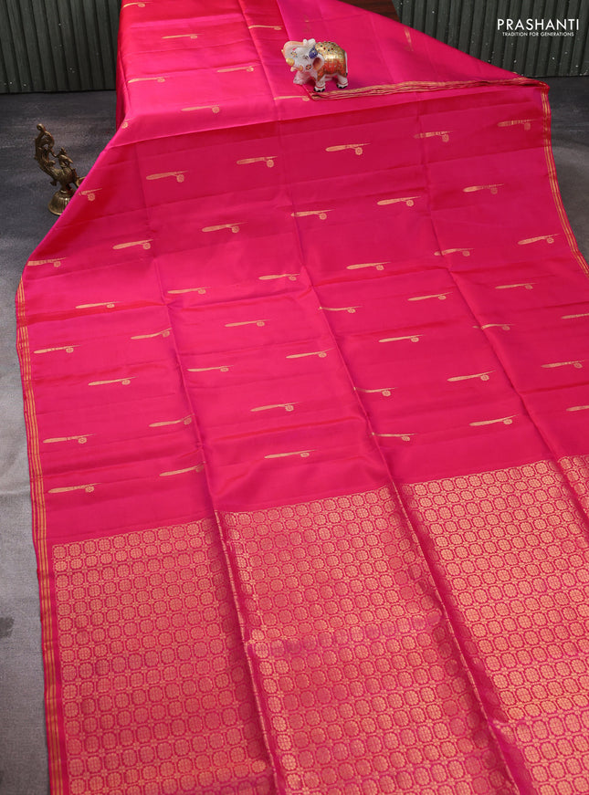 Pure soft silk saree pink with zari woven buttas and zari woven border