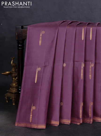 Pure soft silk saree pastel lavender with zari woven buttas and zari woven border