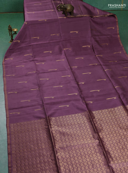 Pure soft silk saree pastel lavender with zari woven buttas and zari woven border