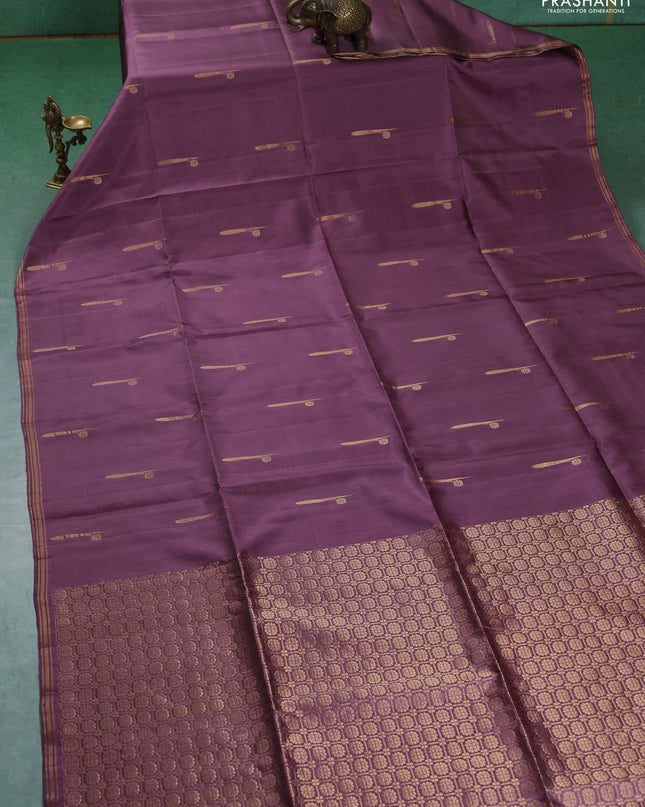 Pure soft silk saree pastel lavender with zari woven buttas and zari woven border