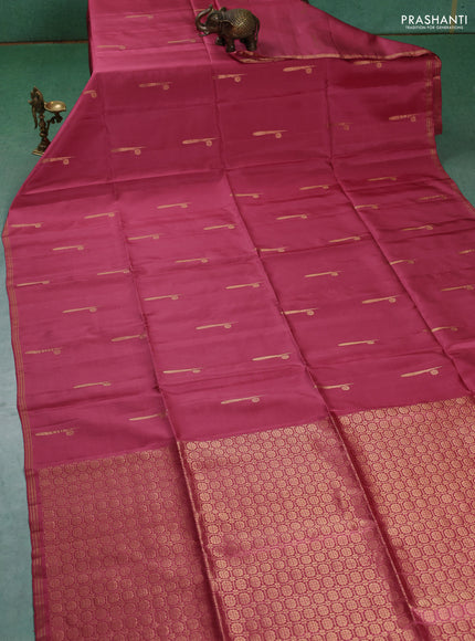 Pure soft silk saree peach pink with zari woven buttas and zari woven border