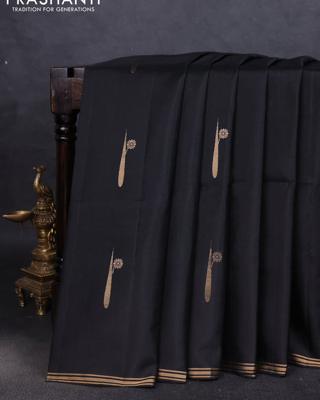 Pure soft silk saree black with zari woven buttas and zari woven border